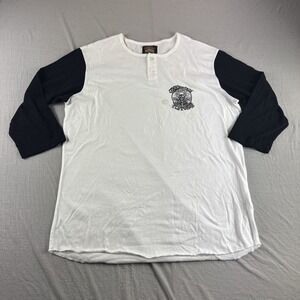 Christian Fletcher + RVCA Henley Mens L Black White 3/4 Sleeve T-Shirt Logo READ